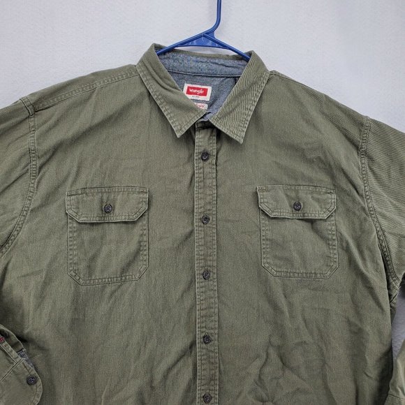 Wrangler Shirt Men's Casual Button Up Long Sleeve Collared Denim Green 3XL - Picture 5 of 12
